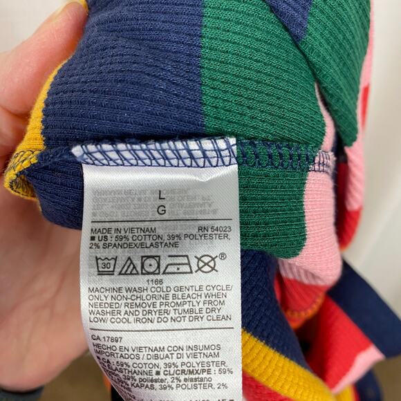 Old Navy Rainbow Stripe Waffle Knit Pajama Thermal Onesie Sz.L NWT - Picture 13 of 14